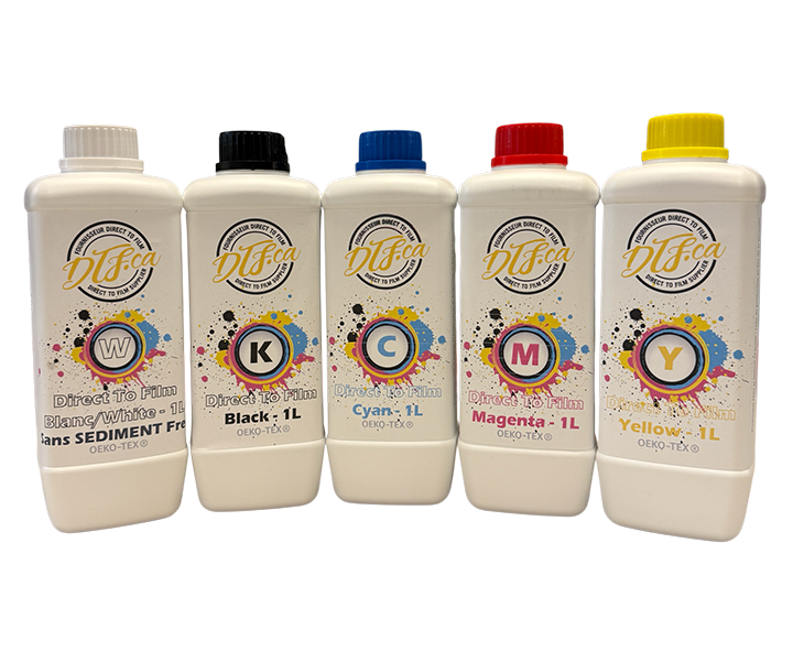 Encre DTF pour têtes d'impression Epson. Bouteille de 1 litre pour CMJN. 1 DTF Ink - Encre DTF
