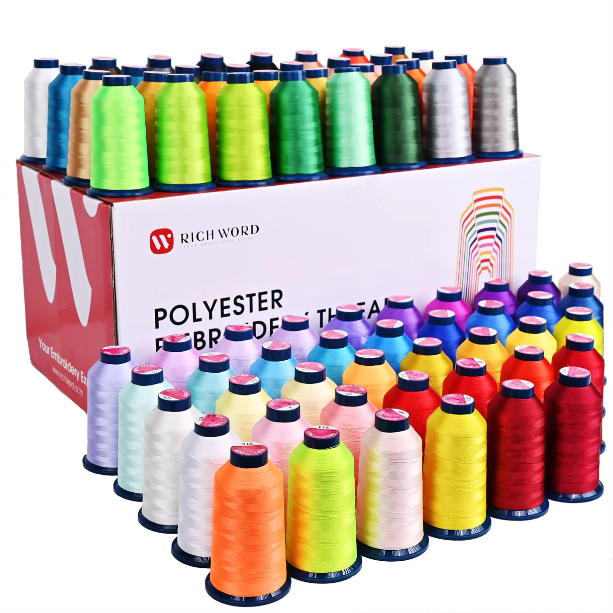 Richword Embroidery Thread Box – 100 Colors 1 Richword Embroidery Thread Box – 100 Colors – 40wt Polyester Thread