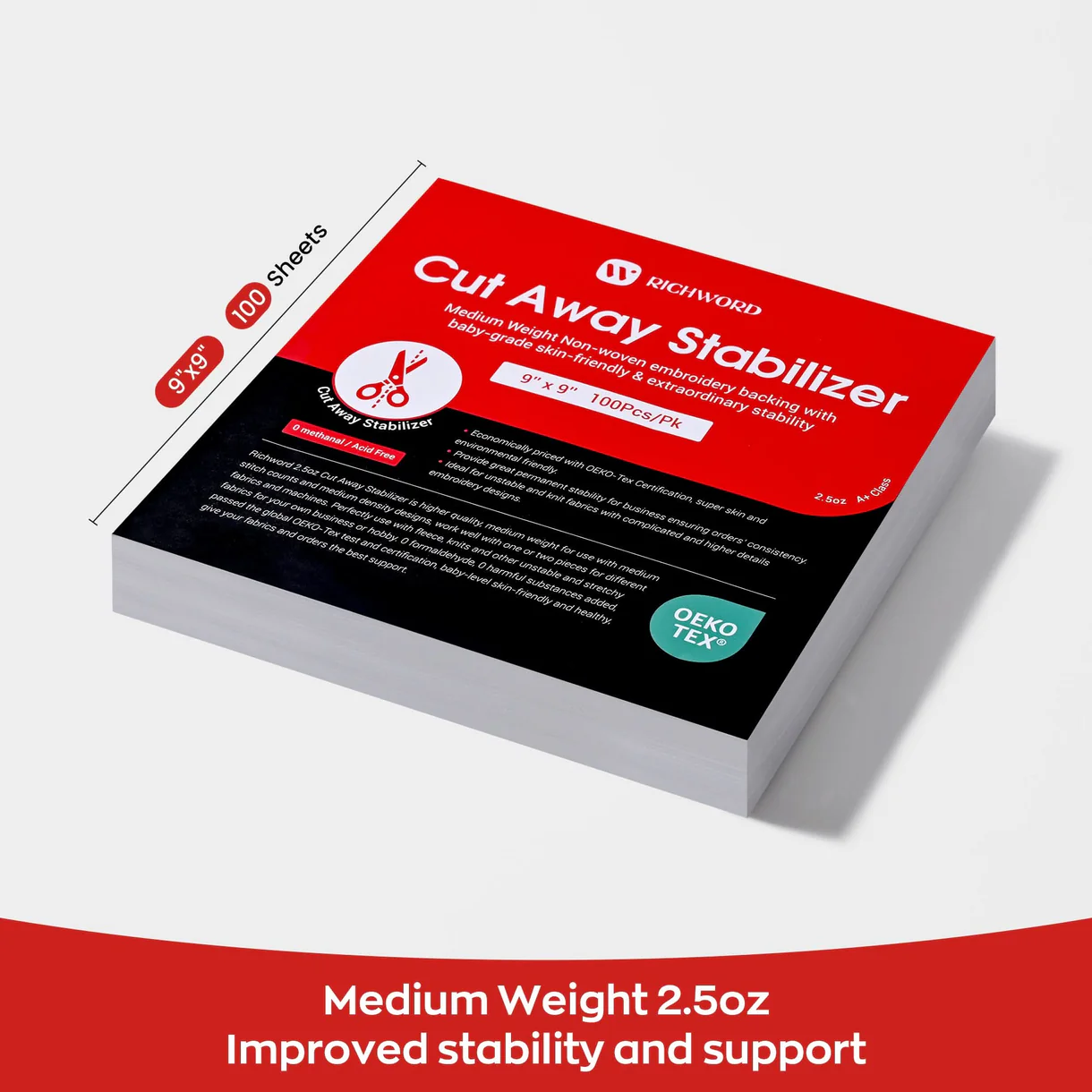 Richword Cut Away Embroidery Stabilizer – Rolls & Pre-Cut Sheets 5 Richword cut away embroidery stabilizer sheets