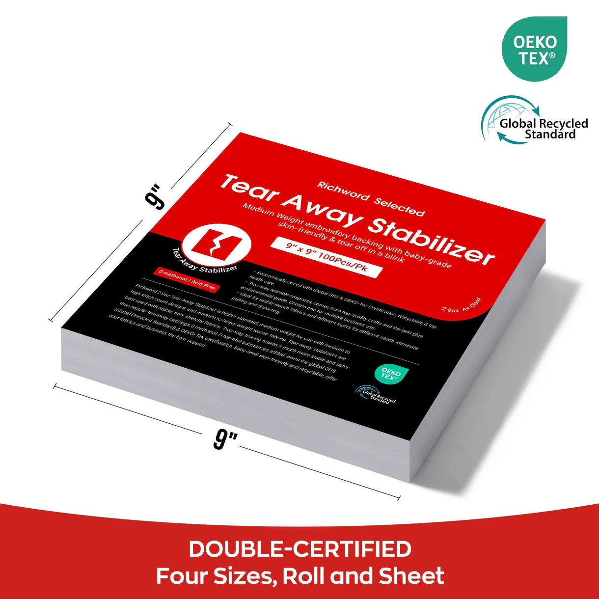 Richword Tear Away Embroidery Stabilizer – Rolls & Pre-Cut Sheets 2 Richword Tear Away Embroidery Stabilizer – Rolls & Pre-Cut Sheets - Image 2